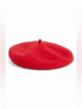 Nordstrom Beret 100% Wool Lipstick Red One Size